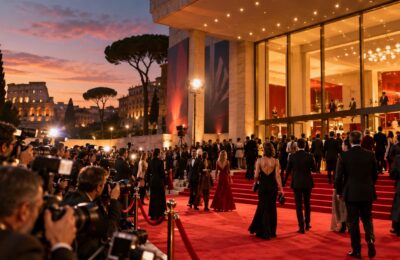 Tappeto rosso di un festival cinematografico a Roma
